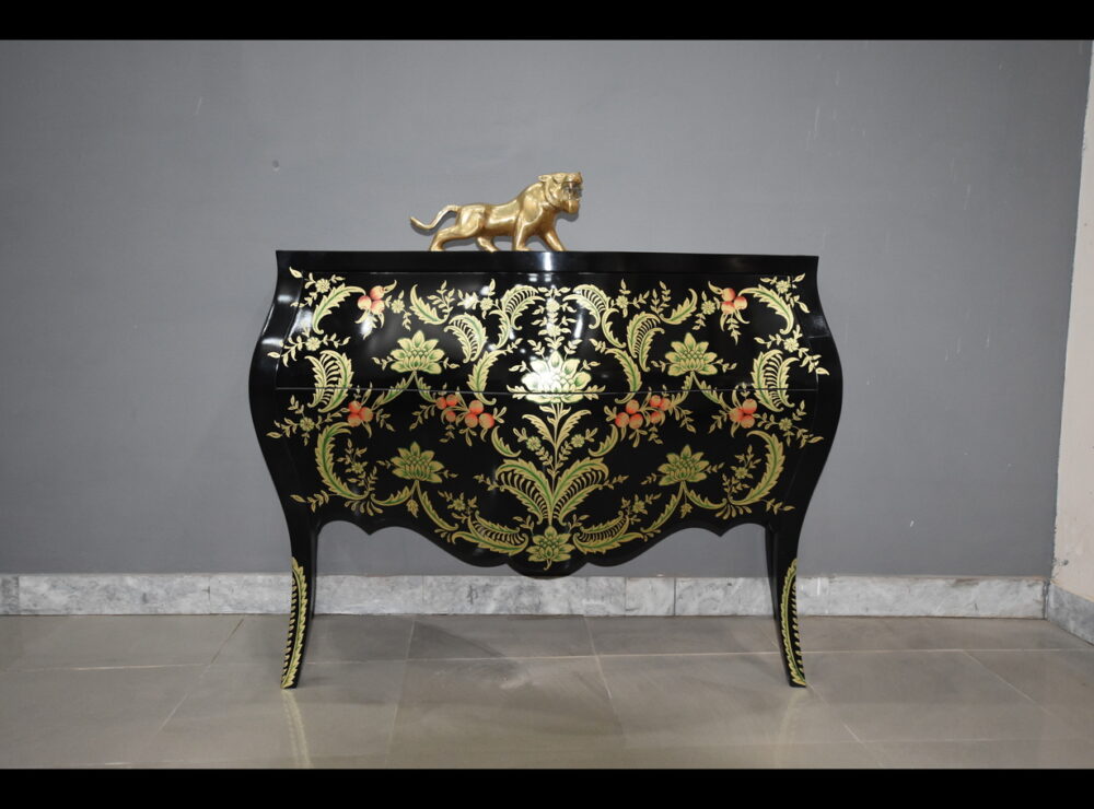 Black Floral Chest of Drawers - Image 4