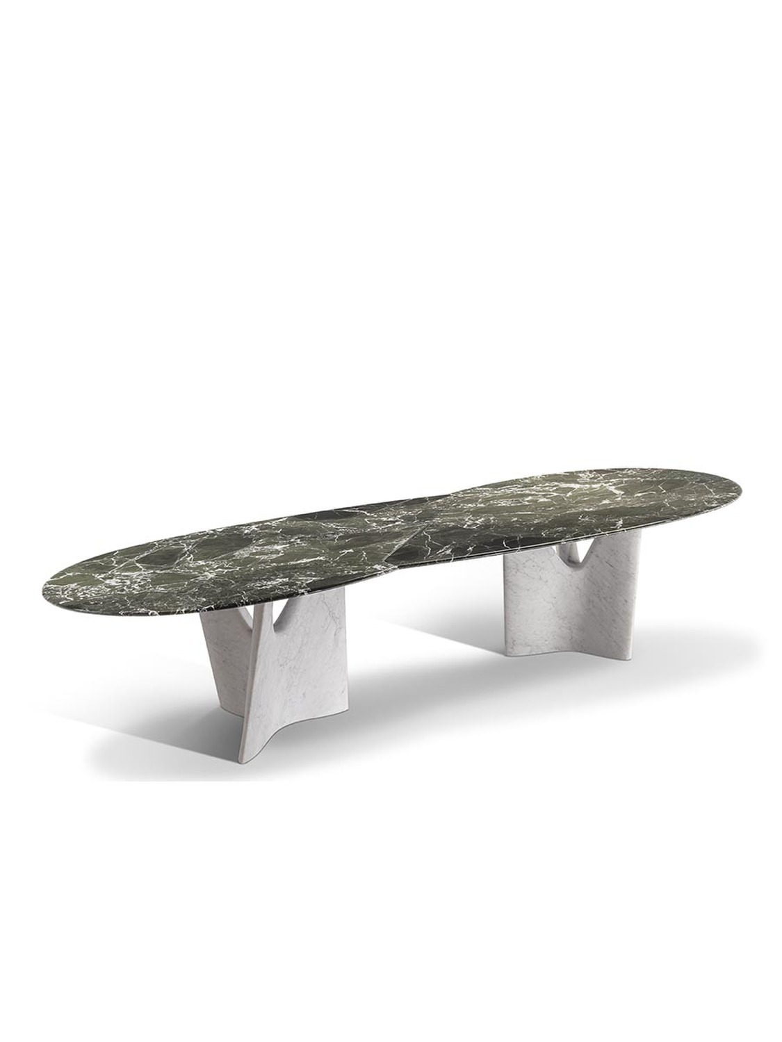 Modern Oval Marble Dining Table with Sculptural Base - Image 2