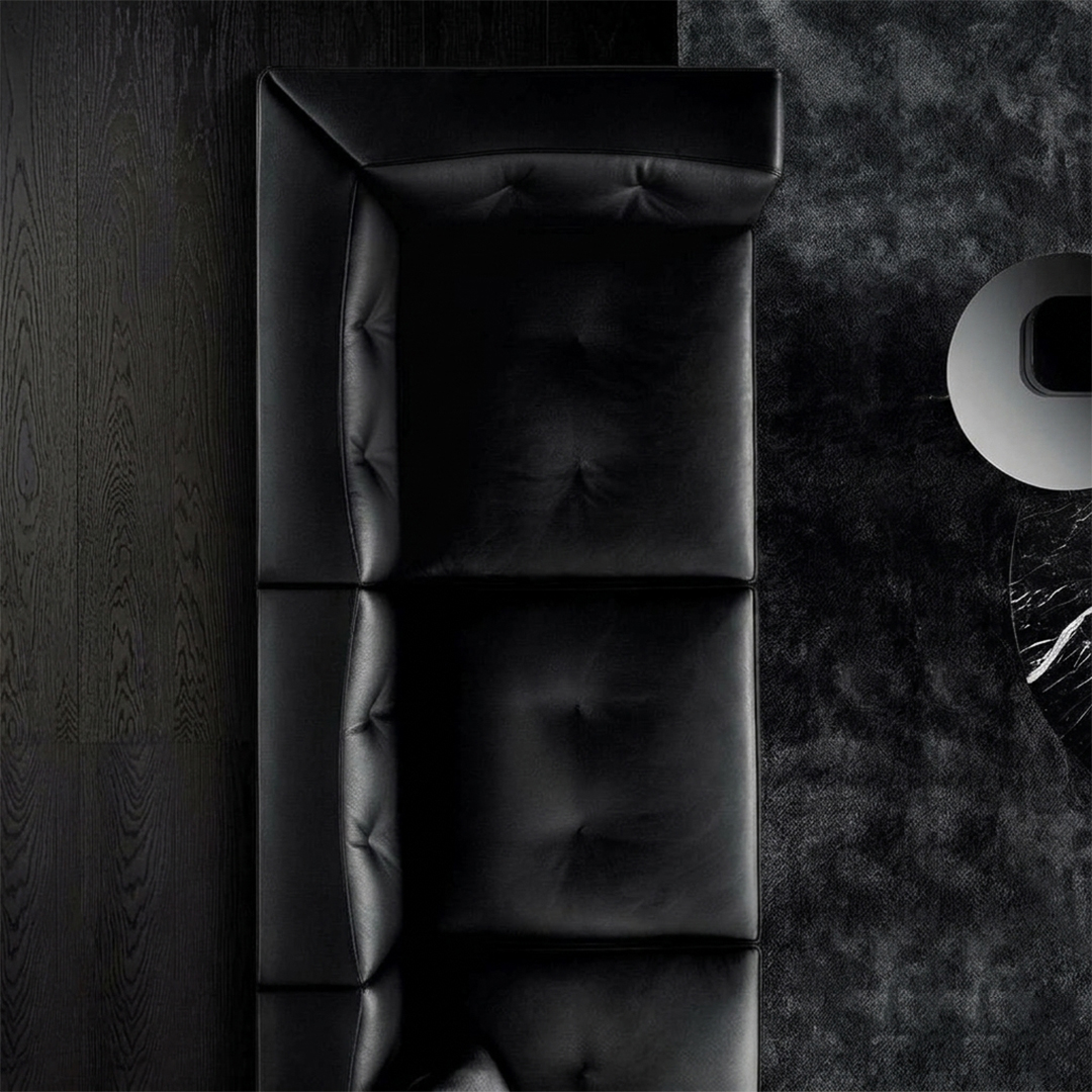 Luxury Modern Black Leather Sofa Set - Image 2
