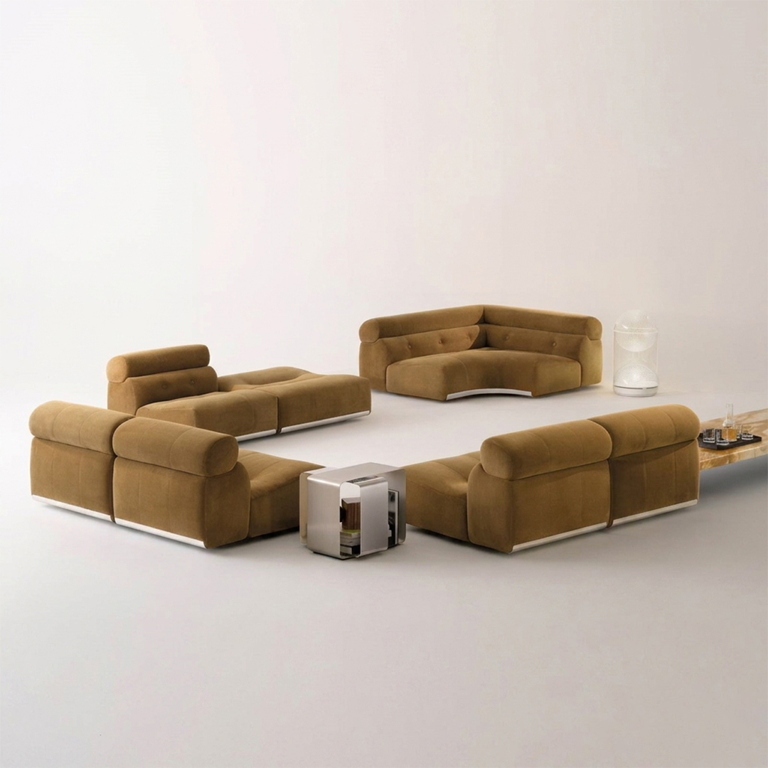 Modern Modular Velvet Sofa Set - Image 3