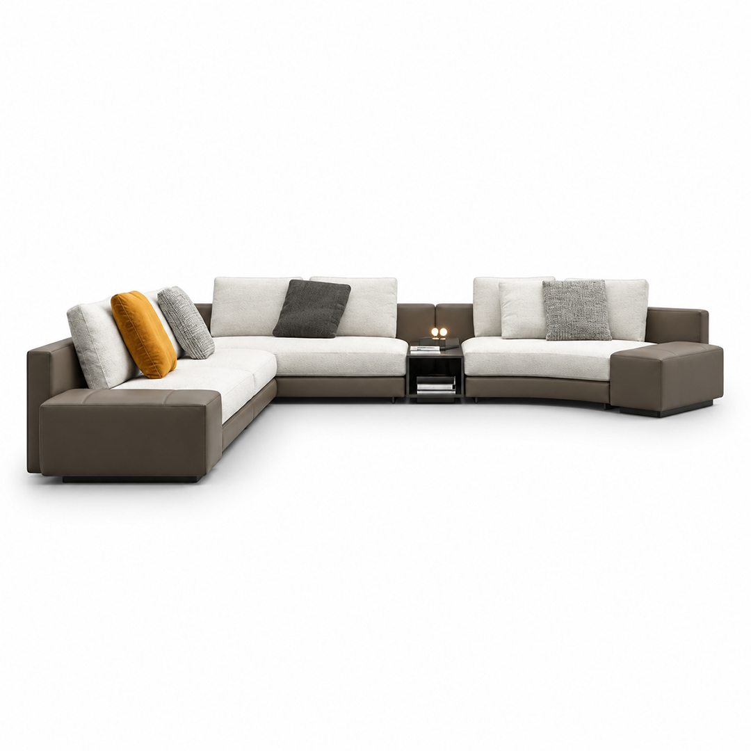 Luxury Beige L-Shaped Modular Sofa
