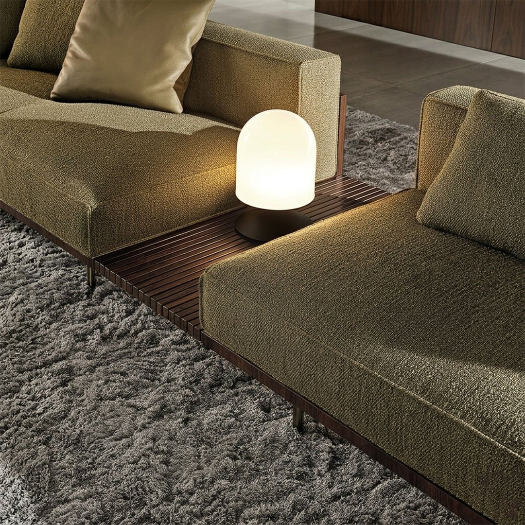 Horizon Modular Fabric Sofa with Integrated Slat Wood Bridge Table - Image 2