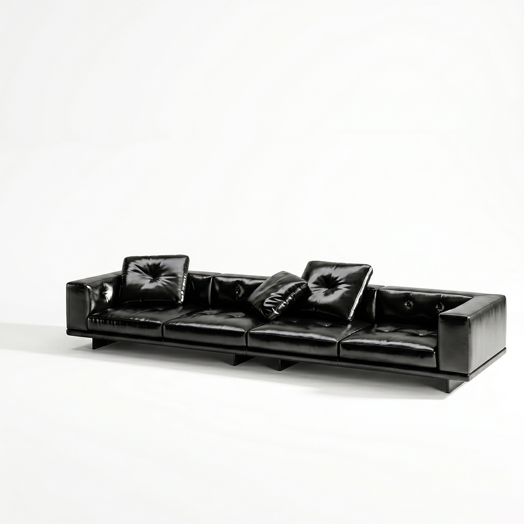 Luxury Modern Black Leather Sofa Set