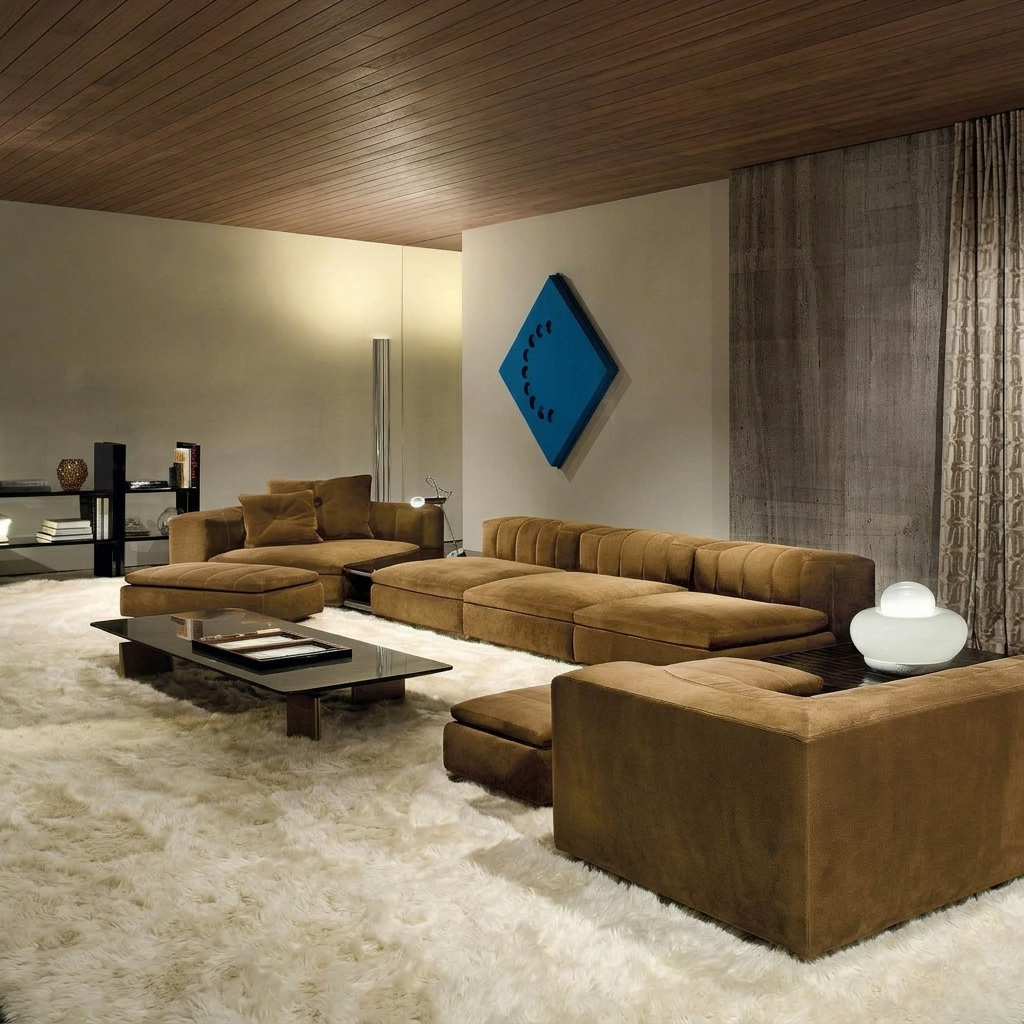 Plush Modular Velvet Sectional Sofa with Matching Ottomans – Rich Earth Brown - Image 2