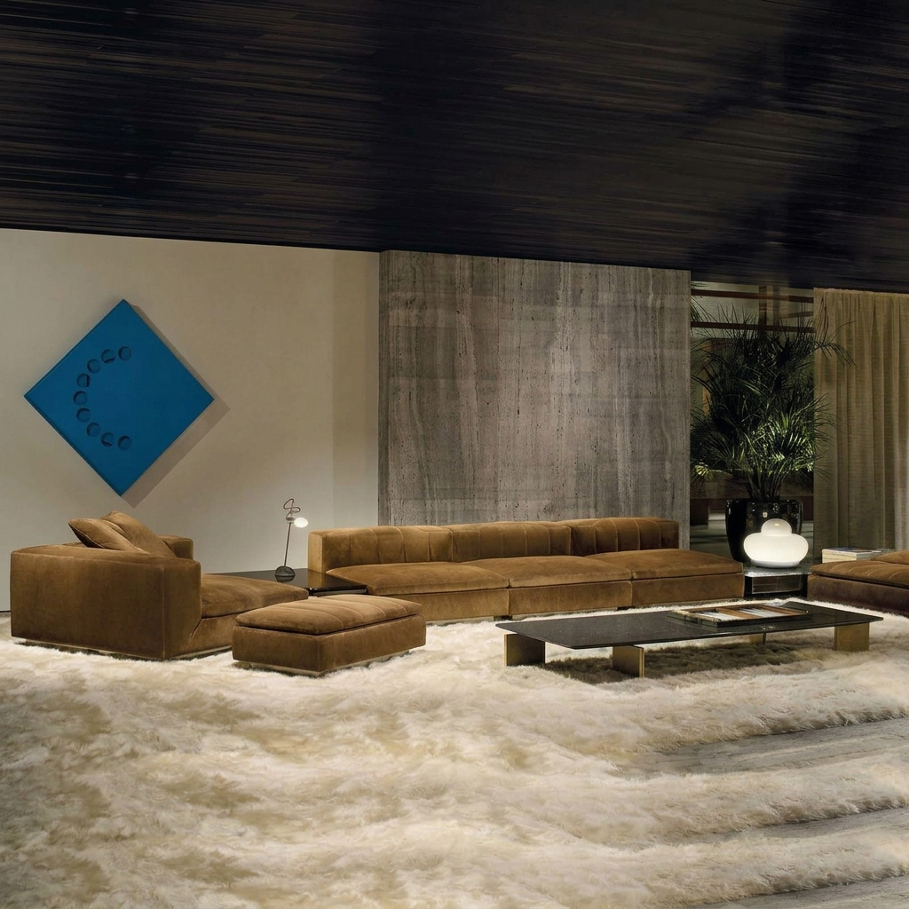 Plush Modular Velvet Sectional Sofa with Matching Ottomans – Rich Earth Brown - Image 3
