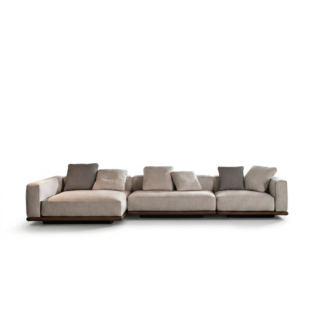 Cloud Horizon Grand Sectional Sofa Set – Elite Off-White Fabric Architectural Lounge Collection