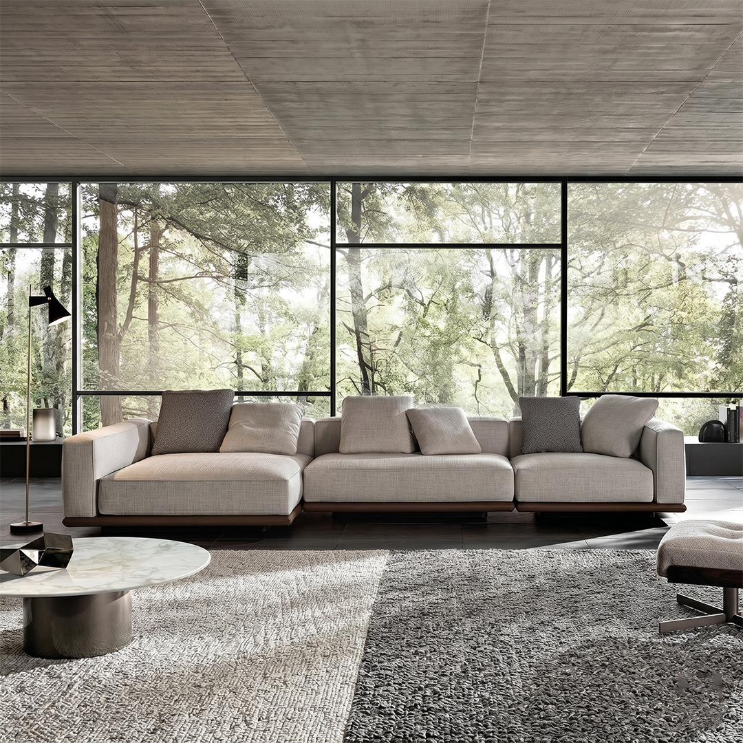 Cloud Horizon Grand Sectional Sofa Set – Elite Off-White Fabric Architectural Lounge Collection - Image 2