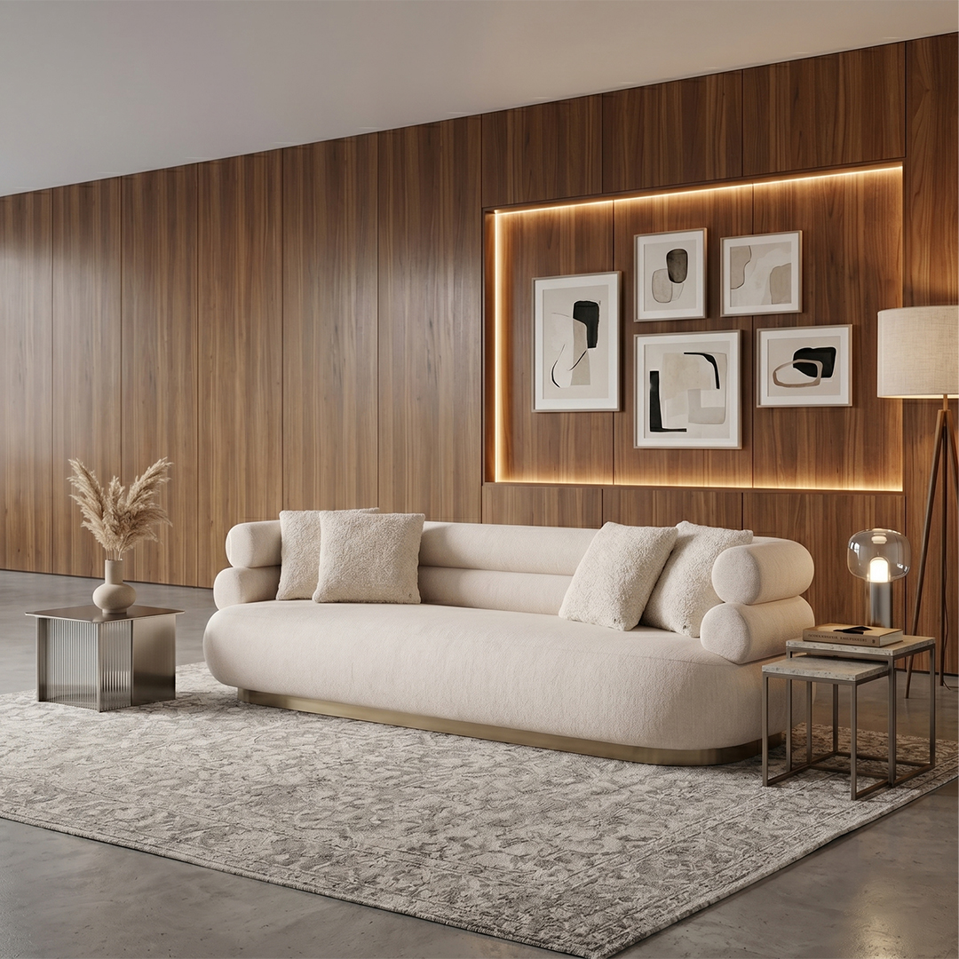 Aero-Luxe Floating Bouclé Sofa - Image 2