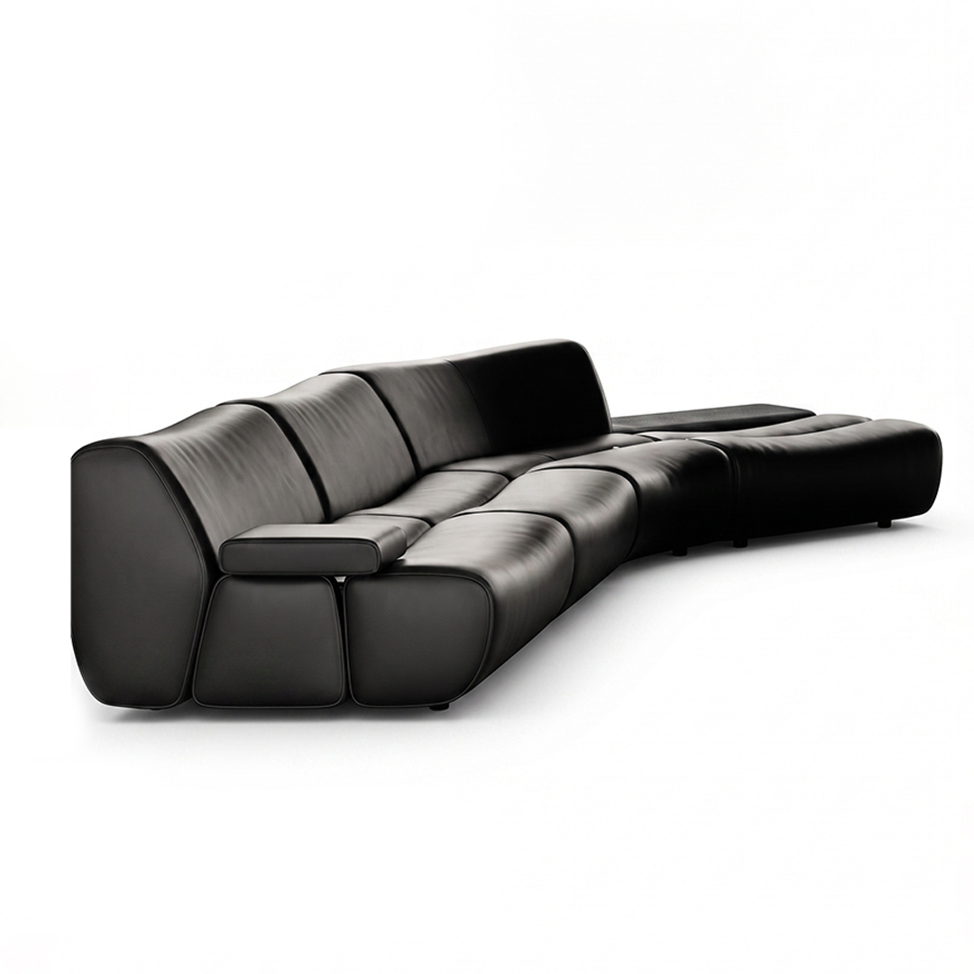 Obsidian Crescent Leather Sectional