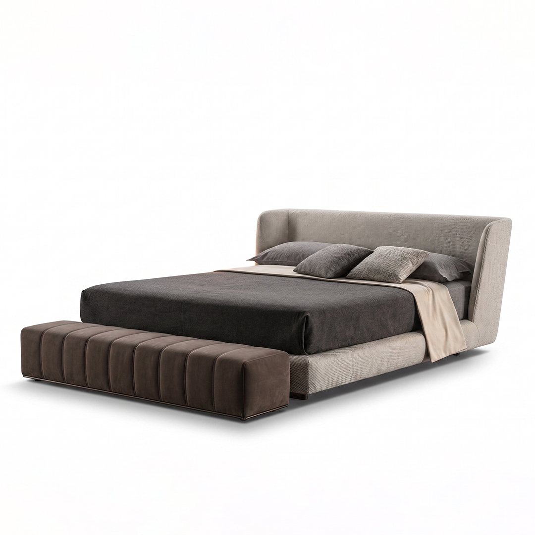 Italian Contemporary Curved Upholstered Bed
