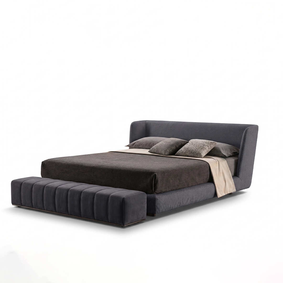 Italian Contemporary Curved Upholstered Bed - Image 2