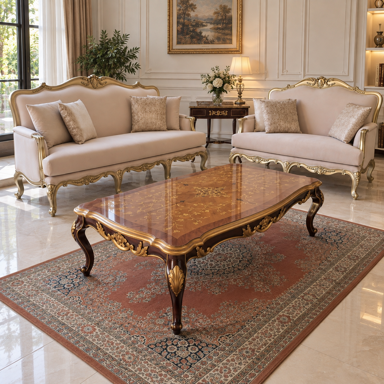 Luxury Royal Carved 3-Seater Sofa - Image 3