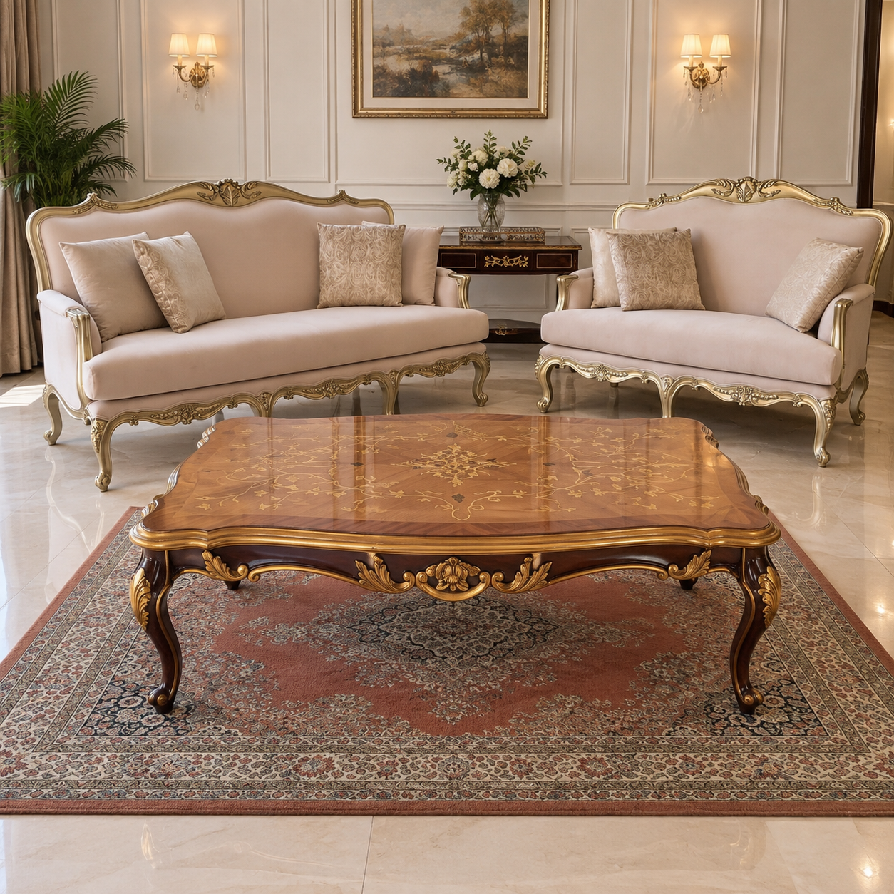 Luxury Royal Carved 3-Seater Sofa - Image 2