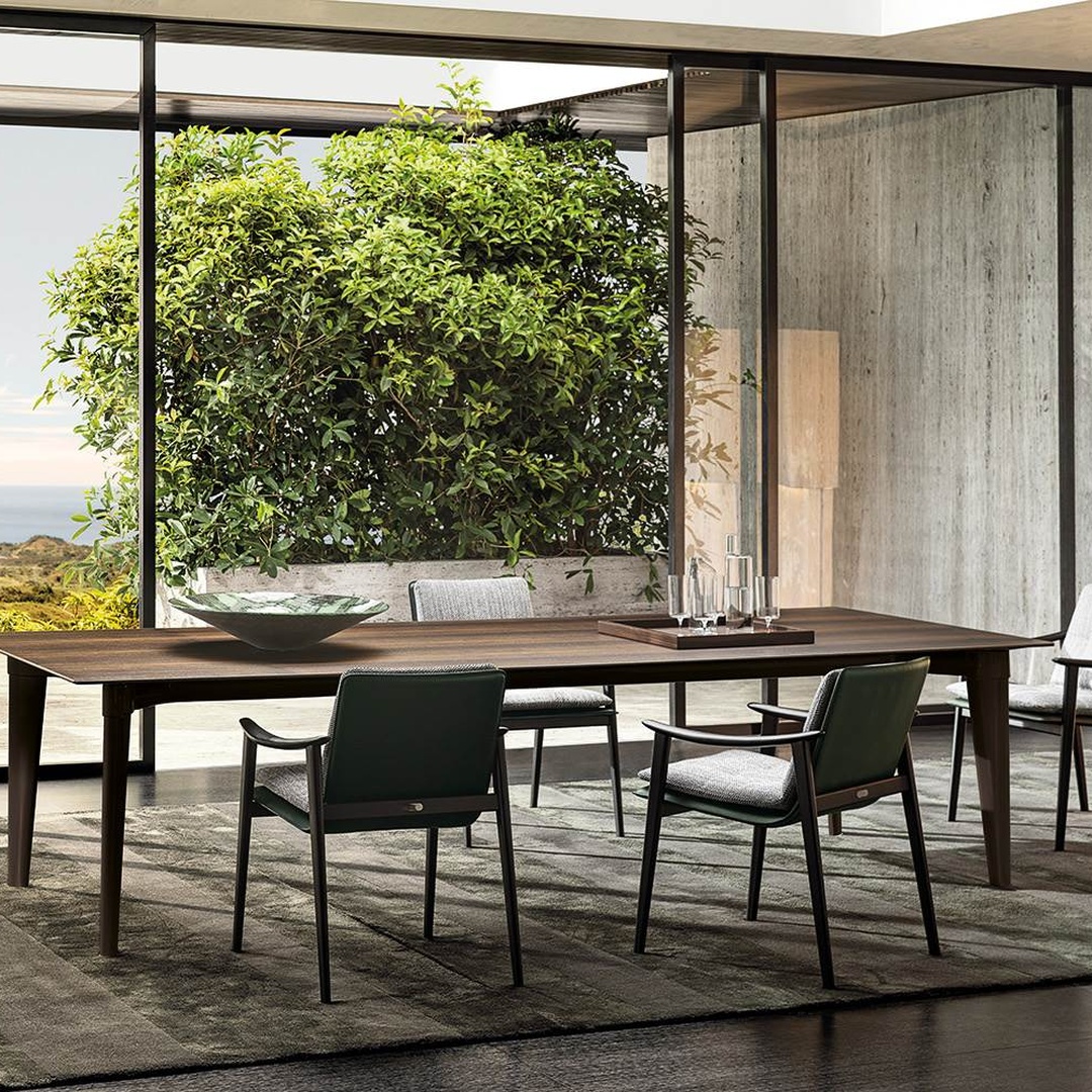 Modern Walnut Rectangular Dining Table - Image 2