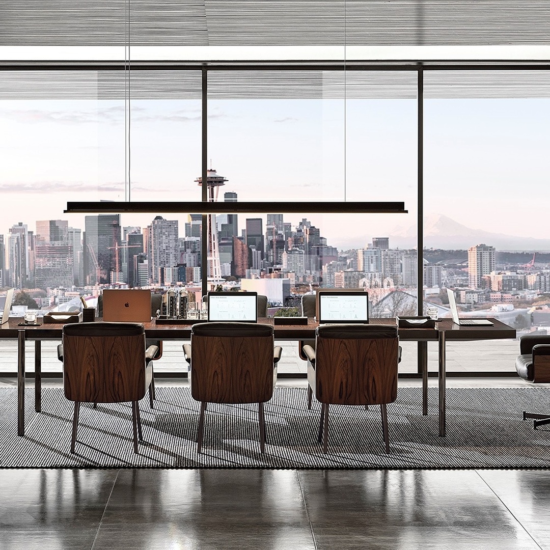 Luxury Two-Tone Marble & Wood Dining Table - Image 2