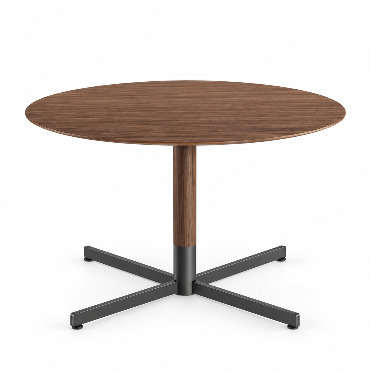 Modern Round Walnut Dining Table